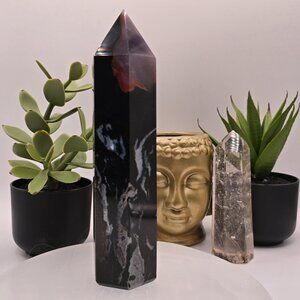 Black Zebra Agate Tower – Balance, Strength & Grounded Harmony 🖤🤍✨